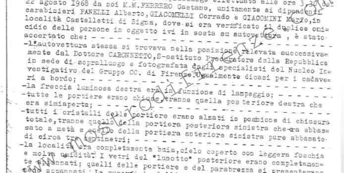 <b>25 Agosto 1968 Verbale di sopralluogo e analisi percorso Natale Mele</b>