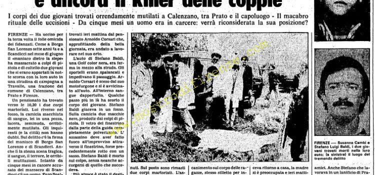 <b>24 Ottobre 1981 Stampa: L’Unità – Due fidanzati uccisi a Firenze: è ancora il killer delle coppie</b>