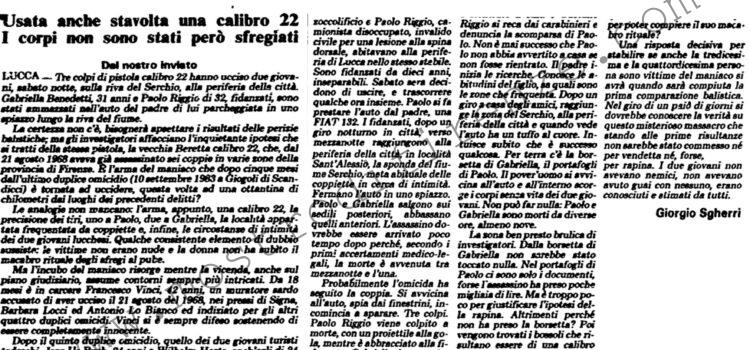 <b>23 Gennaio 1984 Stampa: L’Unità – Lucca, coppia uccisa in auto. E’ il maniaco?</b>