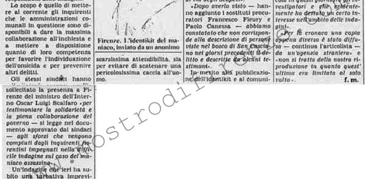 <b>22 Settembre 1985 Stampa: La Stampa – Diffuso un identikit del maniaco. I giudici: “non è quello vero”</b>