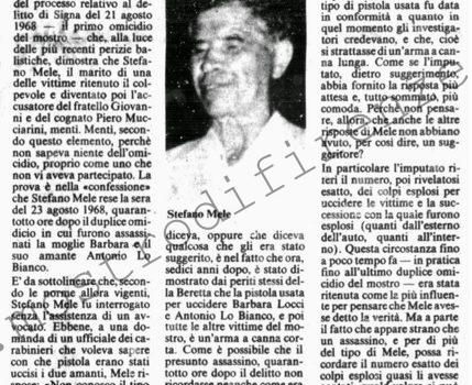 <b>27 Settembre 1984 Stampa: La Nazione – Mele non ha mai visto la pistola del mostro</b>