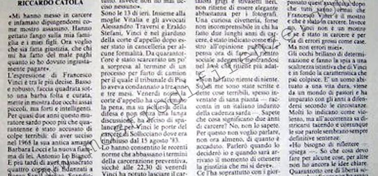 <b>31 Ottobre 1984 Stampa: La Nazione – Vinci fa il misterioso “Mi aiuteranno dall’estero”</b>