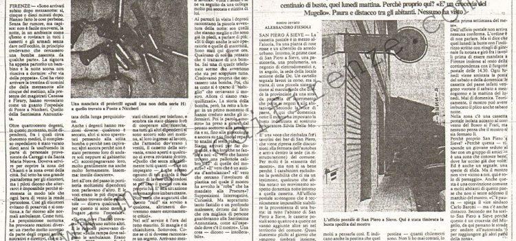 <b>28 Settembre 1985 Stampa: La Nazione – Nell’ospedale del terribile sospetto – Sulle orme del mostro – Quella busta mi ha subito insospettito – “Musatti: dopo quest’ultima “bravata” rischia di non essere più inafferrabile”</b>