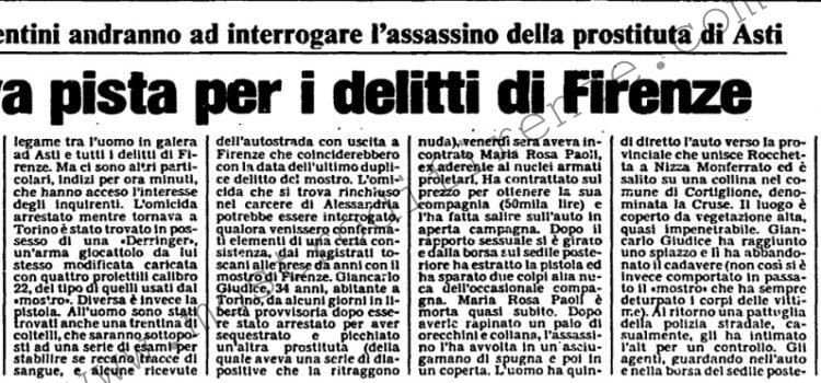 <b>1 Giugno 1986 Stampa: L’Unità – Nuova pista per i delitti di Firenze</b>