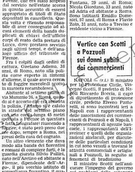 <b>6 Novembre 1983 Stampa: Corriere della Sera – Banda di rapinatori bloccata a Firenze</b>