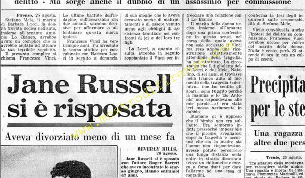 <b>26 Agosto 1968 Stampa: Corriere della Sera – Atroce vendetta di un marito tradito</b>