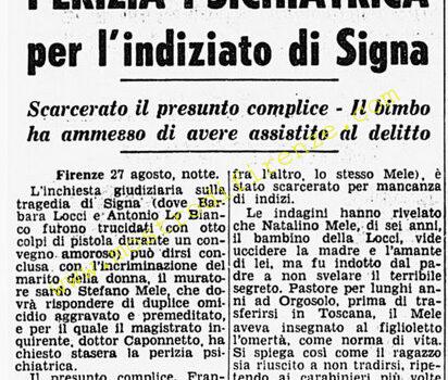 <b>28 Agosto 1968 Stampa: Corriere della Sera – Perizia psichiatrica per l’indiziato di Signa</b>