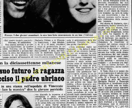 <b>17 Settembre 1974 Stampa: La Stampa – Il pazzo ha sparato sul giovane prima di infierire sulla ragazza</b>