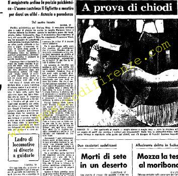 <b>28 Agosto 1968 Stampa: L’Unità – Dopo l’eccidio vuol trascinare con sé in galera gli ex rivali –  Assassinati in auto madre e amico mentre il bambino dorme sul sedile</b>