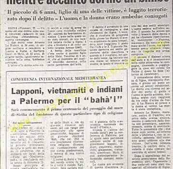 <b>22 23 Agosto 1968 Stampa: Il Giornale d’Italia – Coppia assassinata in auto</b>