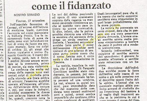 <b>18 Settembre 1974 Stampa: Messaggero – Anche la ragazza colpita a revolverate come il fidanzato</b>