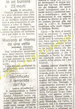 <b>23 Settembre 1974 Stampa: La Nazione – Interrogata una ragazza per il delitto di Borgo</b>