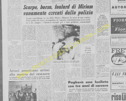 <b>30 Marzo 1972 Stampa: La Nazione – Scarpe, borsa, foulard di Miriam vanamente cercati dalla polizia</b>