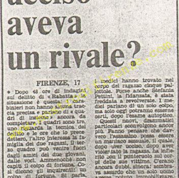 <b>17 Settembre 1974 Stampa: Paese Sera – Il giovane ucciso aveva un rivale?</b> <b>17 Settembre 1974 Stampa: Paese Sera – Il giovane ucciso aveva un rivale?</b>