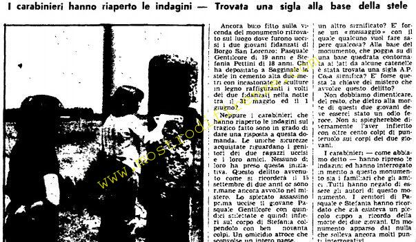 <b>4 Giugno 1976 Stampa: L’Unità – I due giovani di Borgo S. Lorenzo furono assassinati per vendetta?</b>