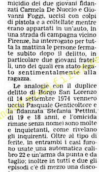 <b>9 Giugno 1981 Stampa: Corriere della Sera – I fidanzati uccisi a Firenze: interrogato “ex” della ragazza</b>