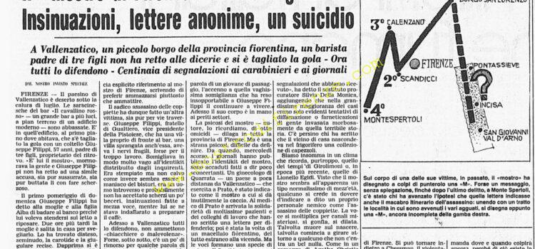 <b>6 Luglio 1982 Stampa: Corriere della Sera – Il “mostro di Firenze” avvelena gli animi. Insinuazioni, lettere anonime, un suicidio</b>