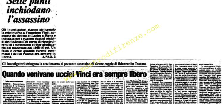 <b>9 Novembre 1982 Stampa: L’Unità – Sette punti inchiodano l’assassino -e Quando venivano uccisi Vinci era sempre libero</b>
