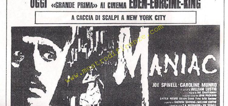 <b>21 Febbraio 1981 Stampa: Il Messaggero pag.10 pubblicità del film Maniac a Roma</b>