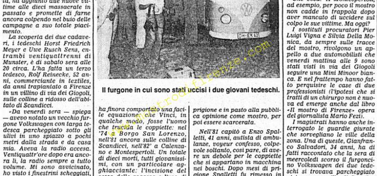 <b>12 Settembre 1983 Stampa: Corriere della Sera – L’omicida dei due tedeschi a Firenze avrebbe assassinato altre 10 persone</b>