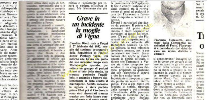 <b>27 Settembre 1983 Stampa: La Città – Grave in un incidente la moglie di Vigna</b>