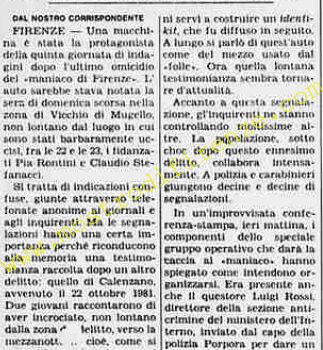 <b>4 Agosto 1984 Stampa: La Stampa – Firenze, indizi sul “maniaco”</b>