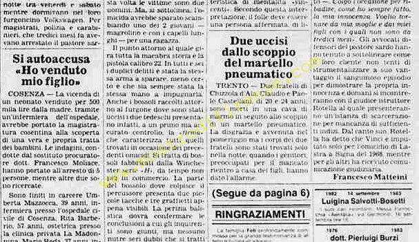 <b>13 Settembre 1983 Stampa: La Stampa – I due tedeschi uccisi da una calibro 22 la stessa arma del maniaco di Firenze</b>