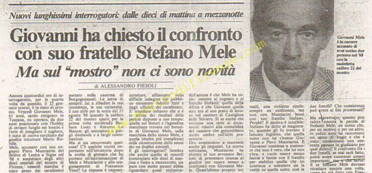 <b>10 Aprile 1984 Stampa: La Città – Giovanni ha chiesto il confronto con suo fratello Stefano Mele</b>