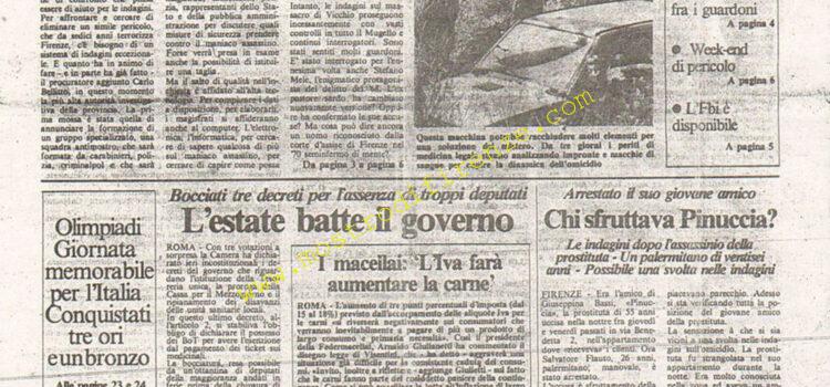 <b>3 Agosto 1984 Stampa: La Città – Il mostro nel computer – Li ha sfregiati con un coltello – Dagli USA Fbi offresi – “fra i guardoni c’è chi conosce l’uomo che cerchiamo” – Il volto del mostro nel disegno tracciato dalla mano di un sensitivo</b> <b>3 Agosto 1984 Stampa: La Città – Il mostro nel computer – Li ha sfregiati con un coltello – Dagli USA Fbi offresi – “fra i guardoni c’è chi conosce l’uomo che cerchiamo” – Il volto del mostro nel disegno tracciato dalla mano di un sensitivo</b>