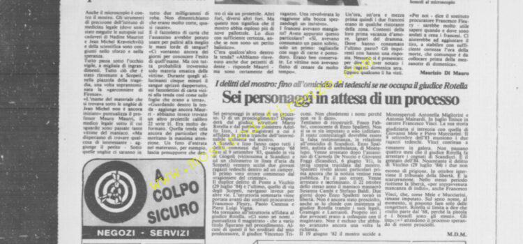 <b>14 Settembre 1985 Stampa: La Città – Il maniaco assassino al microscopio – Sei personaggi in cerca di un processo</b>