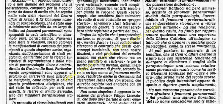 <b>28 Ottobre 1985 Stampa: Corriere della Sera – Una “voce dall’aldilà” potrebbe tradire l’ancora inafferrabile mostro di Firenze</b>