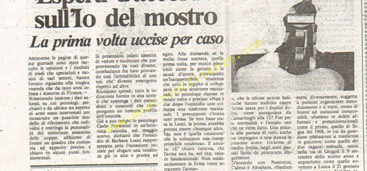 <b>10 Settembre 1984 Stampa: La Città – Esperti d’accordo sull’io del mostro – Qui tentano di fermarlo prima che uccida ancora</b>
