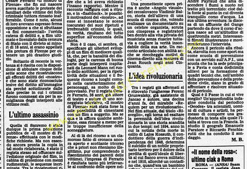 <b>23 Marzo 1986 Stampa: Corriere della Sera – Un “mostro” da dimenticare</b>