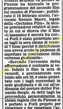 <b>8 Aprile 1986 Stampa: Corriere della Sera – Quei tagli al film sul “mostro di Firenze”</b>