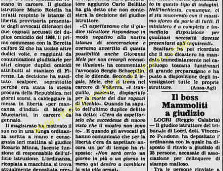 <b>15 Agosto 1984 Stampa: La Stampa – Libertà negata ai 2 arrestati per il 1° delitto del maniaco</b>