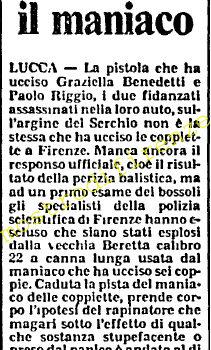<b>24 Gennaio 1984 Stampa: L’Unità – Lucca: non ha ucciso il maniaco</b>