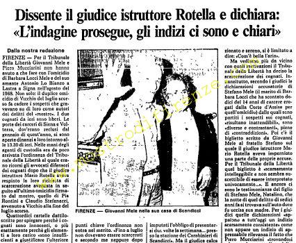 <b>3 Ottobre 1984 Stampa: L’Unità – Escono Mucciarini e Mele. Buio sui delitti di Firenze</b>