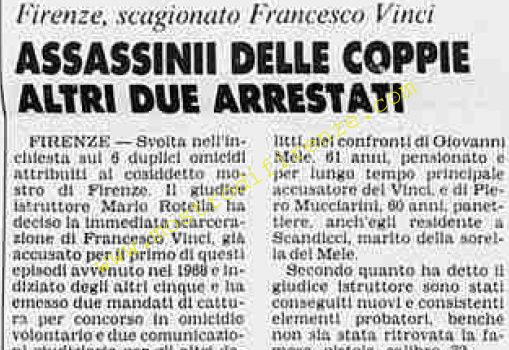 <b>26 Gennaio 1984 Stampa: Stampa Sera – Assassinii delle coppie altri due arrestati</b>