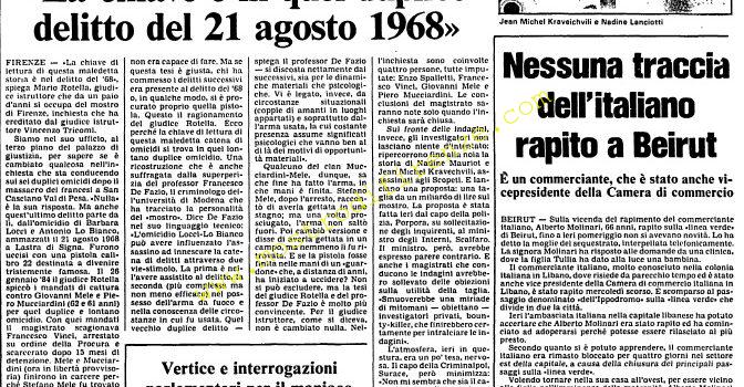 <b>14 Settembre 1985 Stampa: L’Unità – Taglia da un miliardo</b>