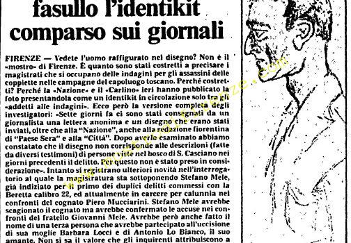 <b>22 Settembre 1985 Stampa: L’Unità – Smentita da Firenze: fasullo l’identikit comparso sui giornali</b>