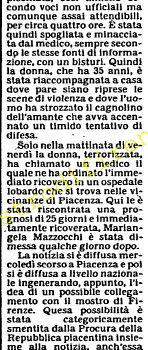 <b>18 Ottobre 1985 Stampa: L’Unità – Chirurgo sevizia l’amante: psicosi del mostro. Non è lui</b>