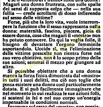 <b>8 Dicembre 1985 Stampa: L’Unità – E se il “mostro di Firenze” fosse una donna?</b>