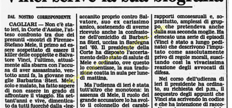 <b>15 Aprile 1988 Stampa: Corriere della Sera – Mi svegliai ed ero il mostro Vinci scrive la sua biografia</b>