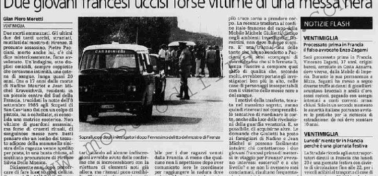 <b>18 Aprile 2002 Stampa: La Stampa – Ventimiglia, indagini sul mostro di Firenze</b>