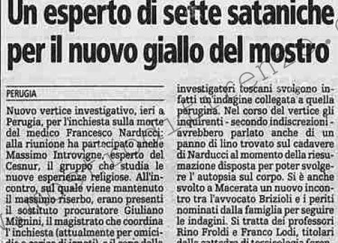 <b>18 Ottobre 2002 Stampa: La Stampa – Un esperto di sette sataniche per il nuovo giallo del mostro</b>
