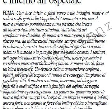 <b>2 Luglio 2002 Stampa: L’Unità – Cadaveri profanati a Firenze Il “mostro” forse è interno all’ospedale</b>