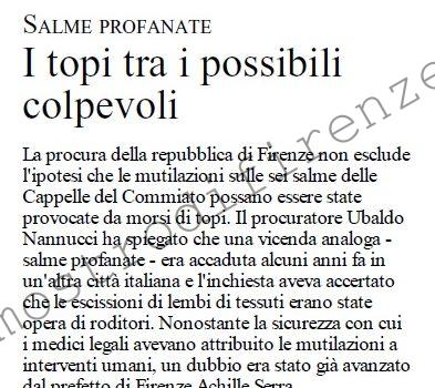 <b>8 Luglio 2002 Stampa: L’Unità – I topi tra i possibili colpevoli</b>