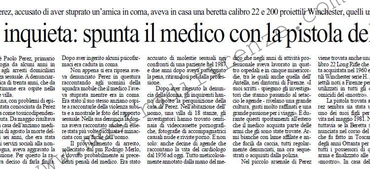 <b>26 Agosto 2002 Stampa: L’Unità – Firenze inquieta: spunta il medico con la pistola del mostro</b>