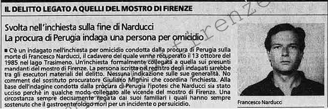 <b>14 Giugno 2005 Stampa: La Stampa – Il delitto legato a quelli del mostro di Firenze</b>