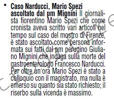 <b>12 Gennaio 2005 Stampa: L’Unità – Caso Narducci, Mario Spezi ascoltato dal pm Mignini</b>